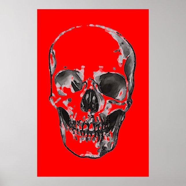 Poster Skull Red Pop Art (Frente)