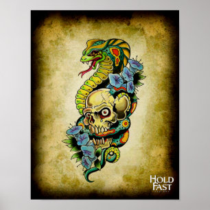 Poster Skull Snake Lillies