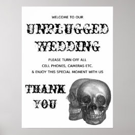 Poster Skull Unplugged Wedding Sign
