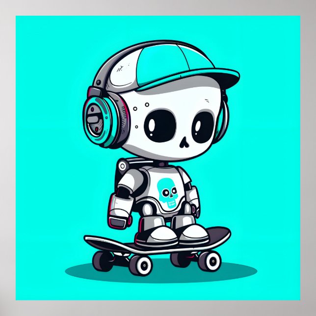 Poster SkullBot do skate (Frente)