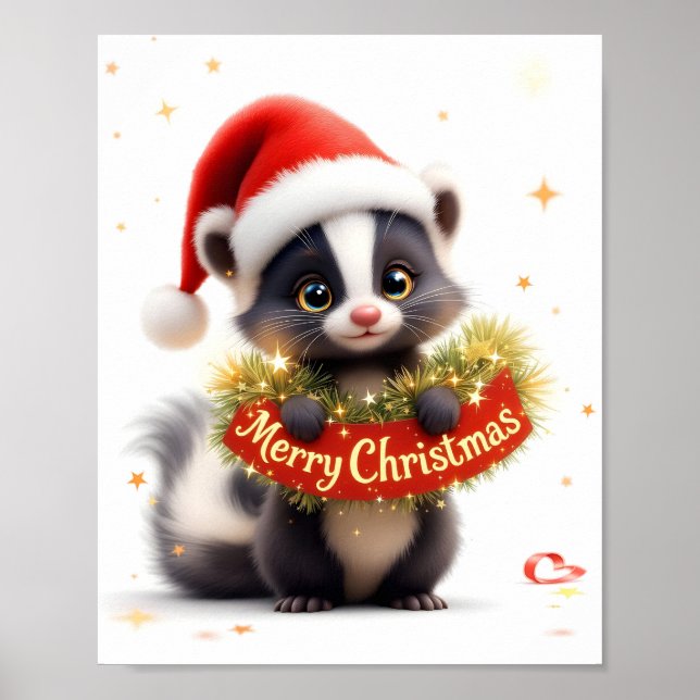 Poster Skunk digital de Natal bonito (Frente)