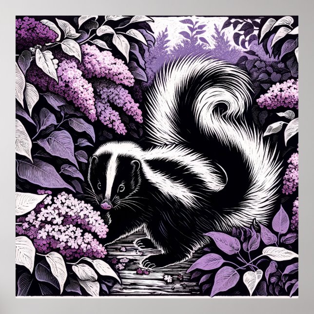 Poster Skunk Skunks e Lilac Bush Purple (Frente)