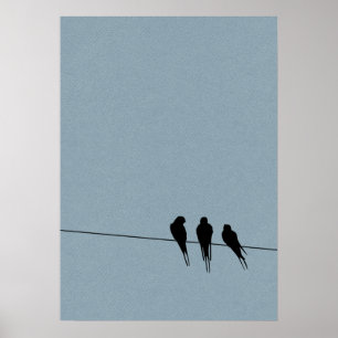Poster Sky Blackbird Silhouette no Fio