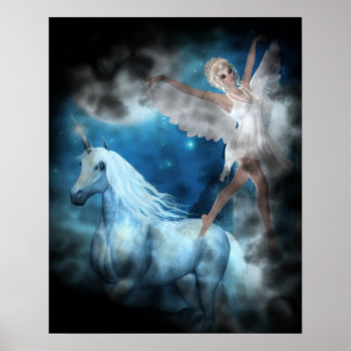 Pôster Sky Faerie Asparas e Unicorn Vignette