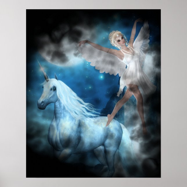 Pôster Sky Faerie Asparas e Unicorn Vignette (Frente)