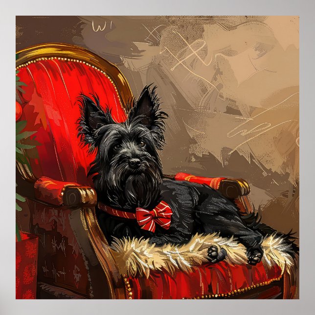 Poster Skye Terrier Cachorro Natal Festivo (Frente)
