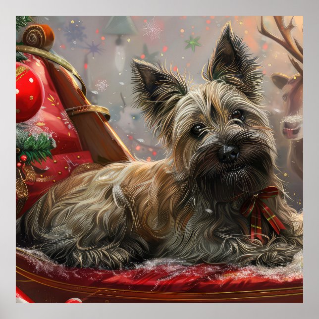 Poster Skye Terrier Cachorro Natal Festivo (Frente)