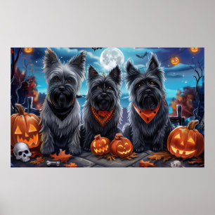 Poster Skye Terrier Halloween Spooky