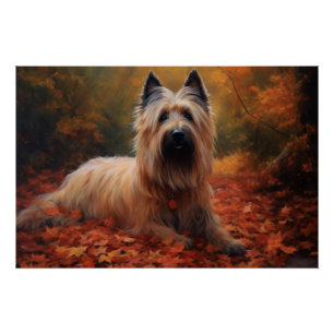 Pôster Skye Terrier no outono deixa cair inspiração