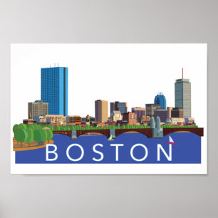 Poster Skyline brincalhão e original de Boston da