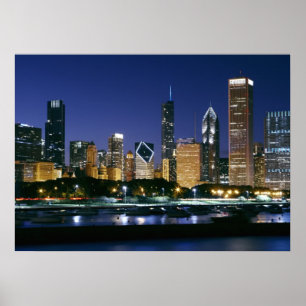 Poster Skyline Centro Chicago à noite