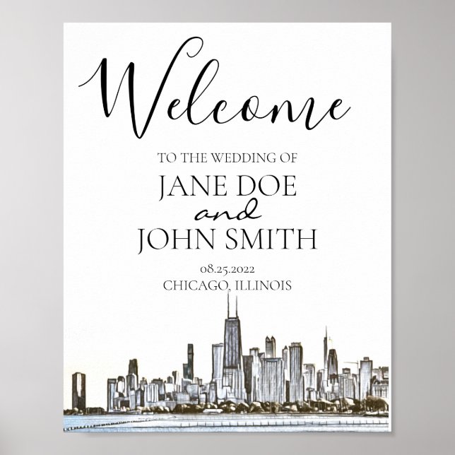 Poster Skyline Chicago (Frente)