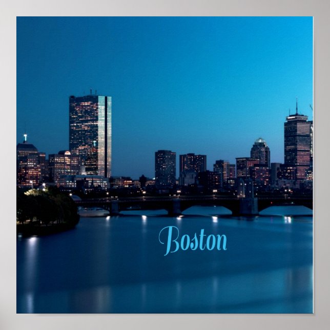 Poster Skyline Cidade de Boston Massachusetts (Frente)