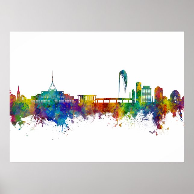 Poster Skyline da Austrália de Camberra (Frente)