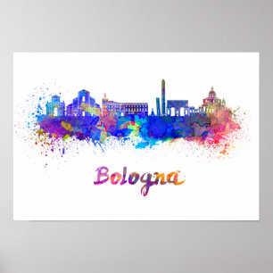 Poster Skyline da Bolonha na aguarela