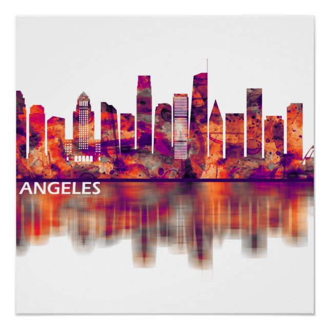 Pôster Skyline da Califórnia em Los Angeles (Frente)