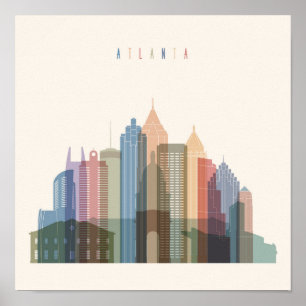 Pôster Skyline da cidade de Atlanta, Geórgia