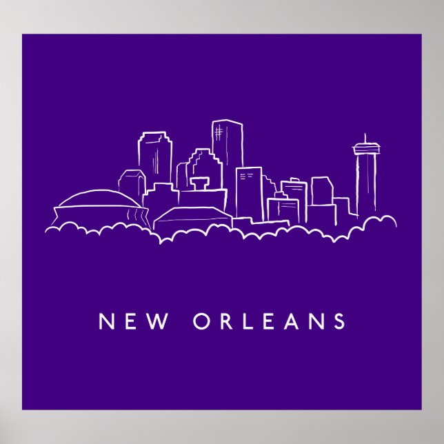 Poster Skyline da Cidade de Nova Orleans (Frente)