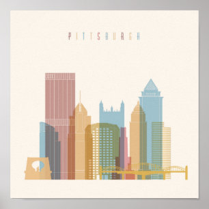 Pôster Skyline da cidade de Pittsburgh, Pensilvânia