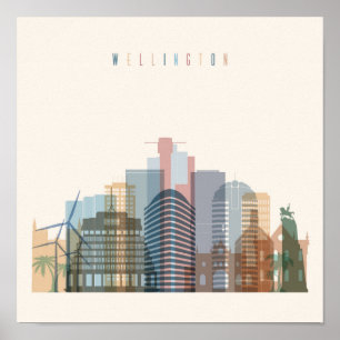Pôster Skyline da cidade de Wellington, Nova Zelândia  
