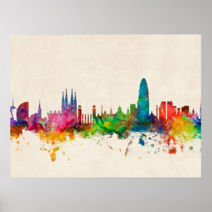 Pôster Skyline da espanha de Barcelona