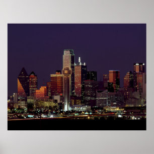 Poster Skyline da noite de Dallas, Texas