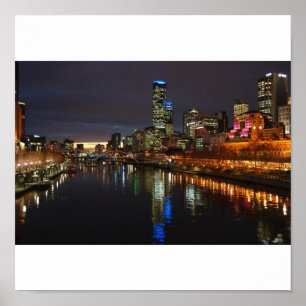 Pôster Skyline da noite de Melbourne