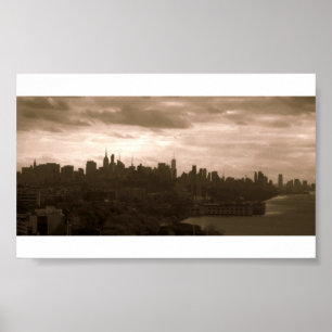 Pôster Skyline da Nova Iorque em tons do Sepia