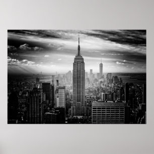 Pôster Skyline da Nova Iorque preto e branco