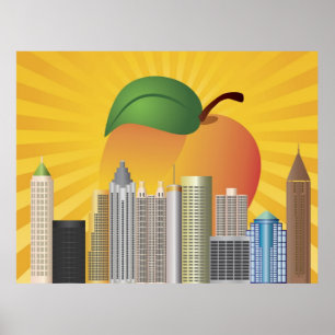 Poster Skyline de Atlanta Geórgia com ilustração Po do