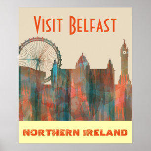 POSTER SKYLINE DE BELFAST, IRLANDA DO NORTE