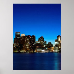 Pôster Skyline de Boston com lua