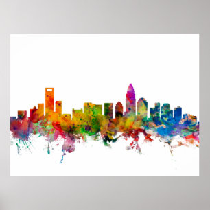 Pôster Skyline de Charlotte North Carolina
