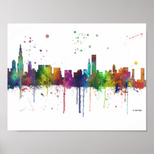 PÔSTER SKYLINE DE CHICAGO, ILLINOIS