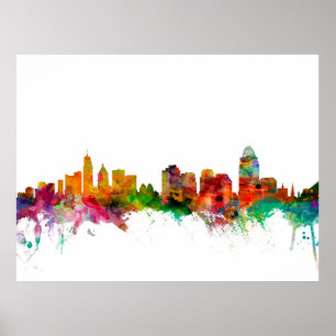 Pôster Skyline de Cincinnati Ohio