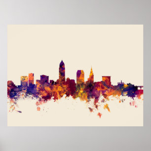 Pôster Skyline de Cleveland Ohio