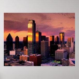 Pôster Skyline de Dallas no por do sol