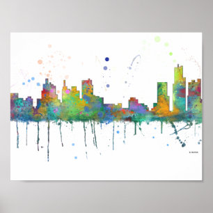 PÔSTER SKYLINE DE DETROIT, MICHIGAN