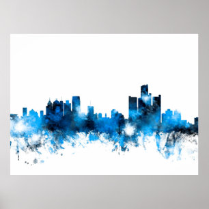 Pôster Skyline de Detroit Michigan