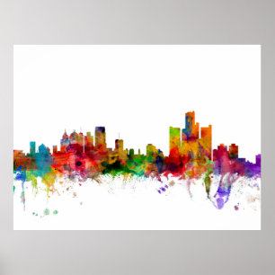 Poster Skyline de Detroit Michigan