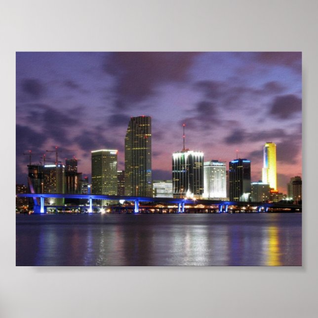 Poster Skyline de Miami Evening (Frente)