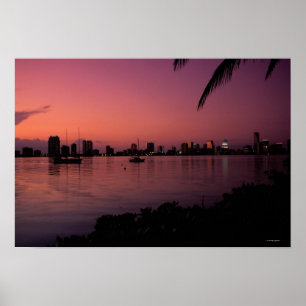 Poster Skyline de Miami no por do sol
