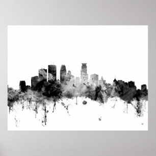 Pôster Skyline de Minneapolis Minnesota