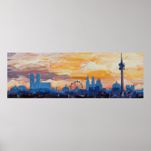 Pôster Skyline de Munich com Wiesn e Octoberfest