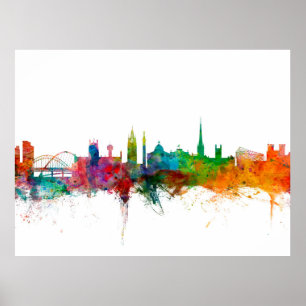 Poster Skyline de Newcastle Inglaterra