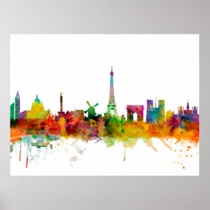 Pôster Skyline de Paris France