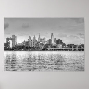 Poster Skyline de Philadelphfia em preto e branco