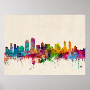 Pôster Skyline de San Diego Califórnia