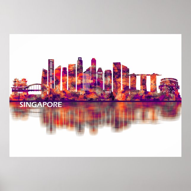 Poster Skyline de Singapura (Frente)