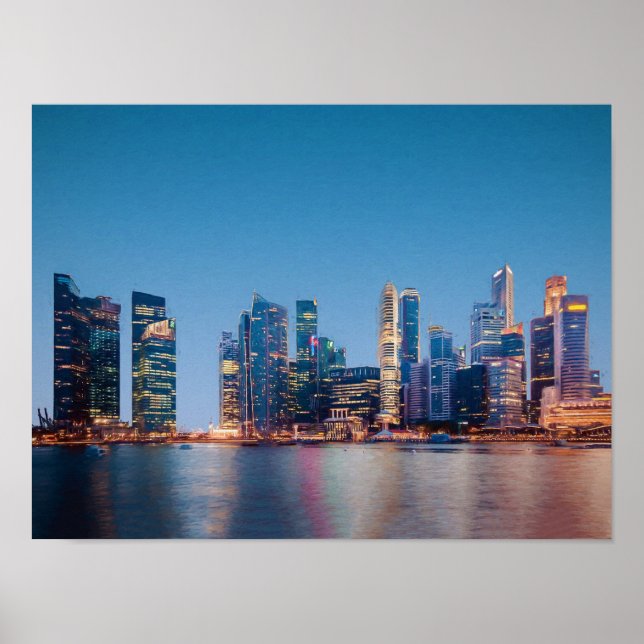 Poster Skyline de Singapura (Frente)